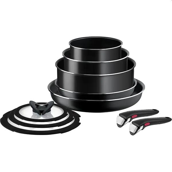 Комплект тигани и тенджери Tefal L1539053 Easy Cook & Clean 10pcs set : FP24/28 + SCP 16/20 with lids + sautepan 24 with lid  + 2 handles