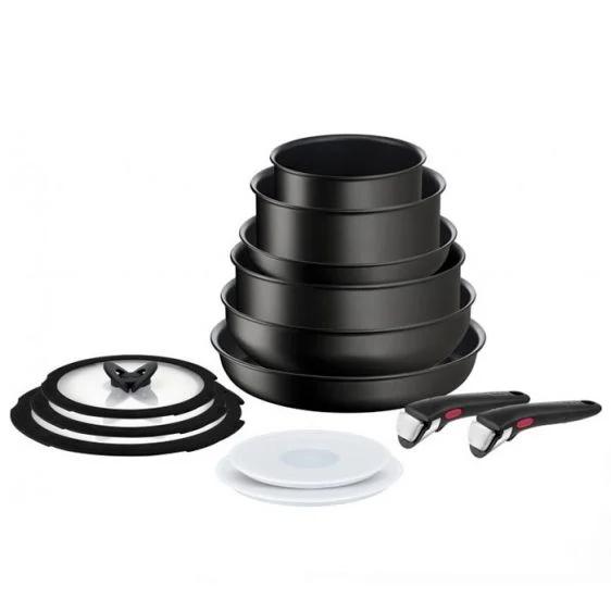 Комплект тигани и тенджери Tefal L7639002 Unlimited 13pcs set: 2 handles + FP 22/28 + SCP 16/20 + glass lids 16/20/24 + hermetic lids 16/20 + wok 26 + sautepan 24