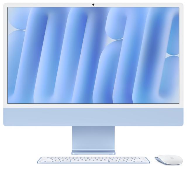 Компютър Apple iMac 2024 Blue, 23.5" (59.68 сm) Retina display 4.5K, Apple M4 10C (4.4GHz, 4M), 10C GPU Apple M4, 16GB LPDDR5X, 256GB SSD, Mac OS Sequoia