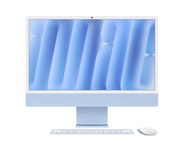 Компютър Apple iMac 2024 Blue, 23.5" (59.68 сm) Retina display 4.5K, Apple M4 10C (4.4GHz, 4M), 10C GPU Apple M4, 16GB LPDDR5X, 256GB SSD, Mac OS Sequoia