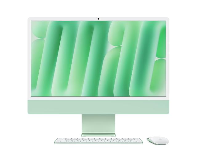 Kомпютър All-in-One Apple iMac 2024 Green, Apple M4 10C (4.40 GHz, 4MB cache), 23.5" (59.68cm) 4.5K Retina True Tone 500nits Display, 10C GPU Apple M4, 24GB LPDDR5X, 512GB SSD, 4x Thunderbolt 4, Mac OS Sequoia