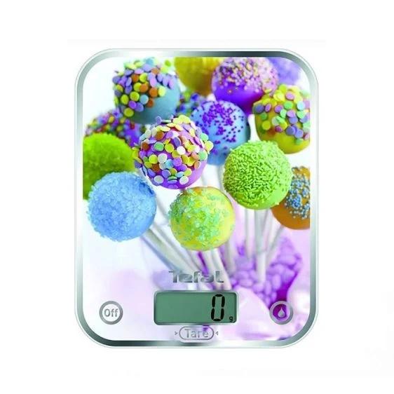 Везна Tefal BC5121V1, Optiss Delicious Cake Pops, ultra slim glass, 5 kg / 1g/ml graduation, tara, liquid function, 2 batteries LR03 AAA included, new markings on product