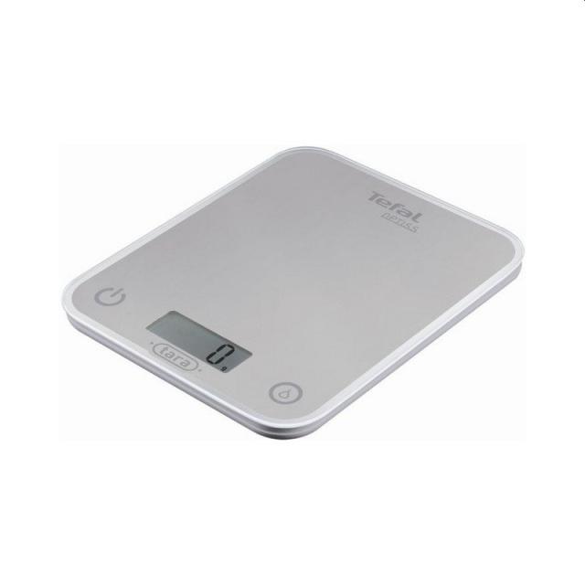Везна Tefal BC5004V2, Optiss silver, ultra slim glass, 5 kg / 1g/ml graduation, tara, liquid function, 2 batteries LR03 AAA included, new markings on product