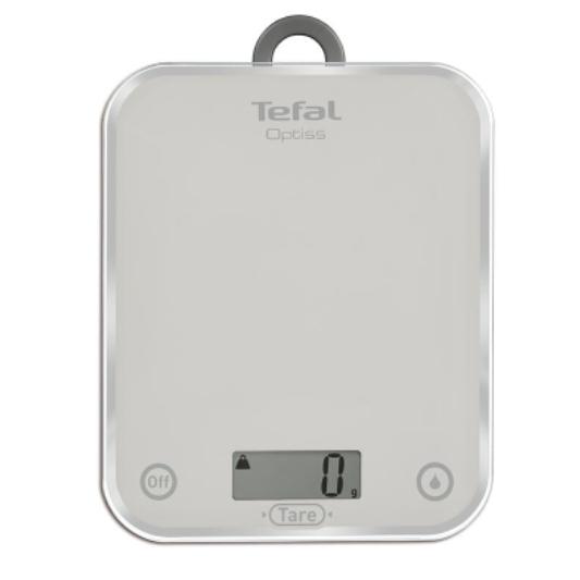 Везна Tefal BC5004V2, Optiss silver, ultra slim glass, 5 kg / 1g/ml graduation, tara, liquid function, 2 batteries LR03 AAA included, new markings on product
