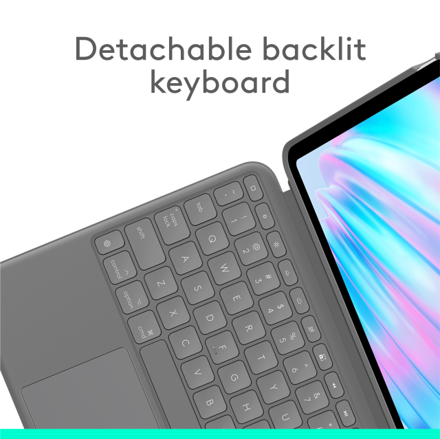 Безжична клавиатура с тракпад и отделящ се кейс с поставка за iPad Air 11"(M2) Logitech Combo Touch US (QWERTY)