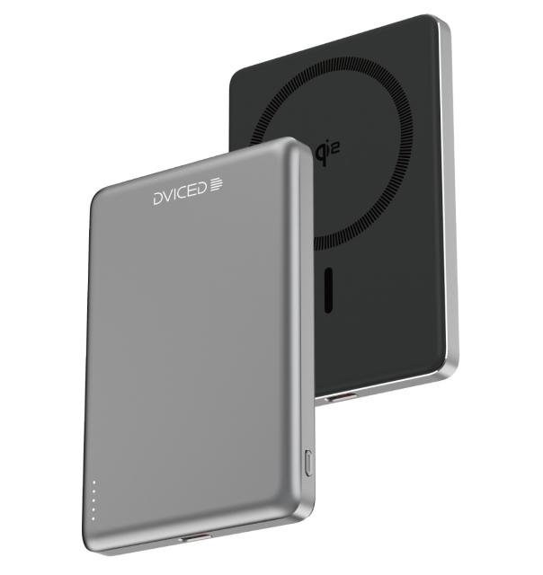 Външна батерия Dviced Qi2 Ultrathin MagSafe Power bank 5 000mAh - Black/Grey