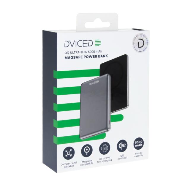Външна батерия Dviced Qi2 Ultrathin MagSafe Power bank 5 000mAh - Black/Grey
