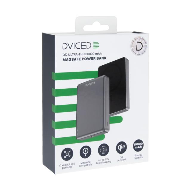 Външна батерия Dviced Qi2 Ultrathin MagSafe Power bank 10 000mAh - Black/Grey