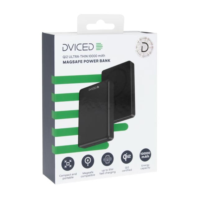 Външна батерия Dviced Qi2 Ultrathin MagSafe Power bank 10 000mAh, Black