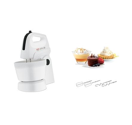 Миксер Tefal HT615138, Hand Mixer, 500W 5 speeds + Turbo rotary container 3.3l, 2 Beaters, 2 Dough hooks, Spatula