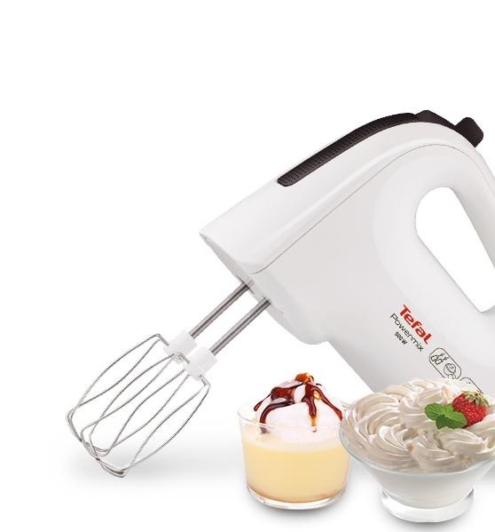 Миксер Tefal HT610138, Hand Mixer, 500W 5 speeds + Turbo, 2 Beaters, 2 Dough hooks, Plastic submersible mixer, Mixing vessel 0.6 l