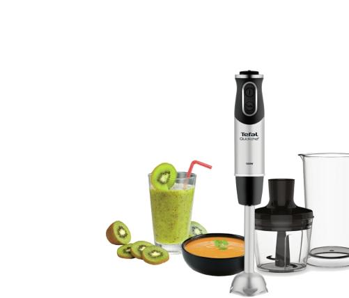 Пасатор Tefal HB659838, Handblender QuickChef, 1000 W, 2 in 1, 20 Speed+ turbo, Container 0.8 liters, 0.5 liters Mini Chopper, black