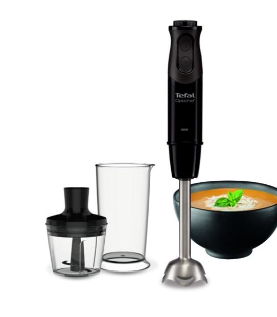 Пасатор Tefal HB641838, Handblender Optichef, 800 W, 2 in 1, 20 Speed+ turbo, Container 0.8 liters, 0.5 liters Mini Chopper, black