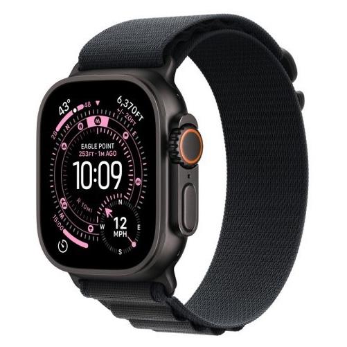 Смарт часовник Apple Watch Ultra 3 Cellular, 49mm, 1.98" (5.02 cm) Retina LTPO OLED дисплей, 64GB Flash памет, Bluetooth, Wi-Fi, LTE, GPS, Black Titanium с Black Alpine Loop M каишка