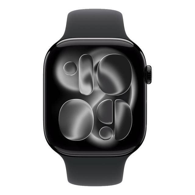 Смарт часовник Apple Watch Series 11 GPS, 46mm, 1.96" (4.98cm) LTPO3 OLED дисплей, Wi-Fi, Bluetooth, GPS, 64GB Flash памет, IP6X, Jet Black Aluminium с Black Sport - S/M каишка