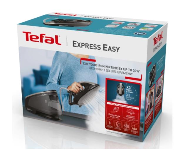 Парогенератор Tefal SV6140E0, Express Easy, black, 2200W, non boiler, heat up 2min, manual setting, pump 6bars, shot 120g/min, steam boost 380g/min, Ceramic Express Gliding soleplate, removable water tank 1,7L, auto off, eco, lock system, Calc Clear 