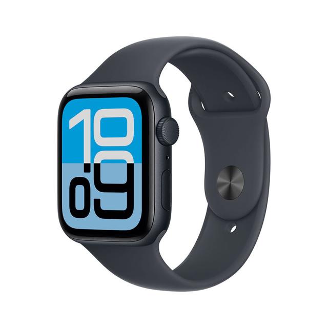 Смарт часовник Apple Watch SE 3 GPS, 40mm, 1.57" (3.99cm) Retina LTPO OLED дисплей, Wi-Fi, Bluetooth, GPS, 64GB Flash памет, Midnight Aluminium с Midnight Sport - S/M каишка