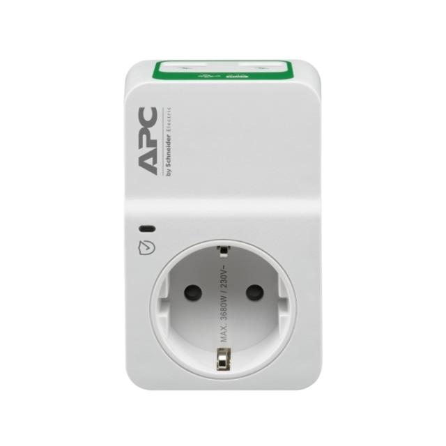 Eлектрически филтър APC Essential SurgeArrest, 1 гнездо, 2x USB, 230V, Бял