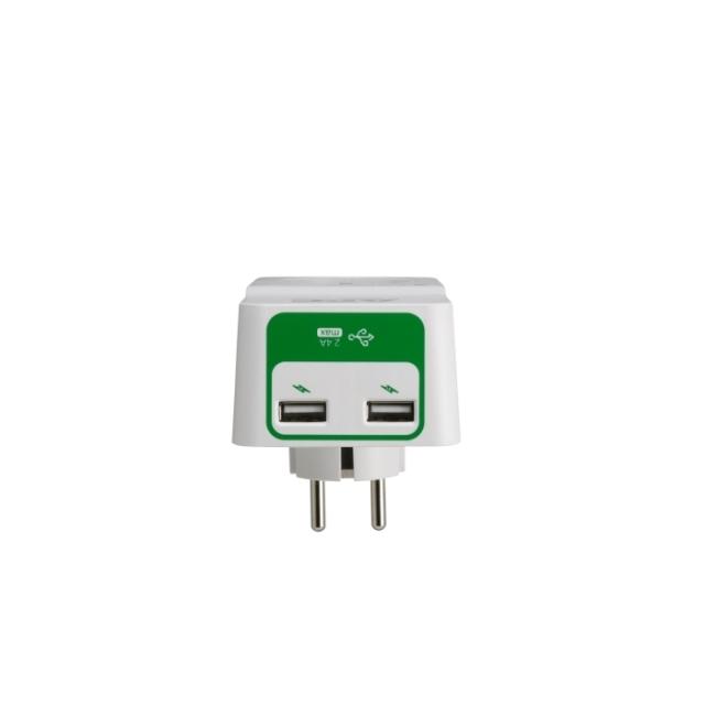 Eлектрически филтър APC Essential SurgeArrest, 1 гнездо, 2x USB, 230V, Бял