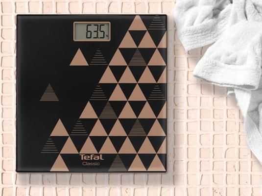 Везна Tefal PP1151V0 Classic Scandic Copper, glass platform (30x30cm), 160Kg / 100g, LCD, on/off, slim (22mm), CR3032 lithium battery included