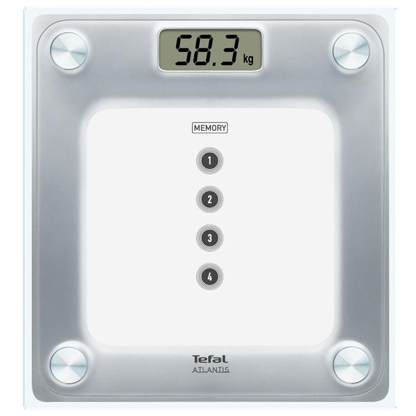 Везна Tefal PP3020V1, Atlantis Memo, Glass platform, 160 Kg capacity, Auto on, 4 memories, Large LCD screen, 2 x LR03 AAA Batteries (not included)