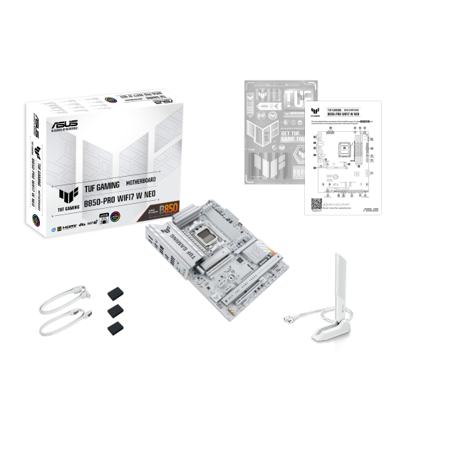 Дънна платка ASUS TUF GAMING B850-PRO WIFI7 W NEO, AM5, 4x DDR5, 3x M.2, 4 x SATA 6Gb/s, Wi-Fi 7/Bluetooth v5.4, HDMI, DisplayPort