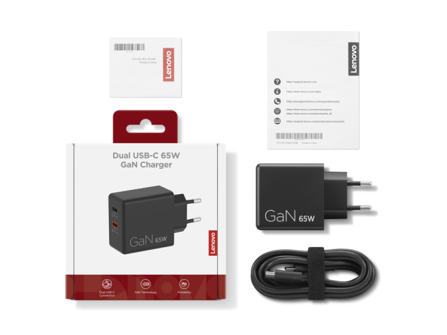 Захранващ адаптер Lenovo DUAL 65W, USB Type-C