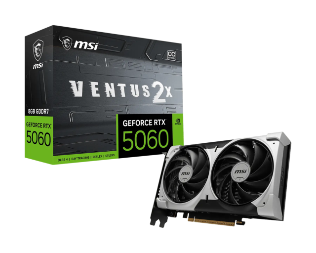 Видео карта MSI nVIDIA GeForce RTX5060 VENTUS 2X OC V1 8GB GDDR7, 128-bit, HDMI, 3x DP