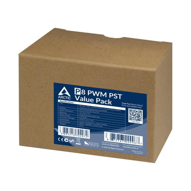 Комплект вентилатори ARCTIC P8 80mm PWM PST, 3x 80 mm, 4-Pin (PWM)