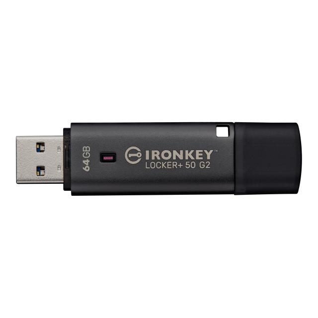 USB памет KINGSTON IronKey Locker+ 50 G2, 64GB USB Flash Drive, USB 3.2 Gen 1, Black