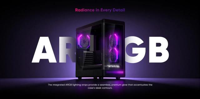 Кутия 1stPlayer PB8 A-RGB Black, Middle Tower, 1 x USB 3.0, 1 x USB 2.0, 1 x USB 3.1 Type-C, ATX, mATX, Mini-ITX