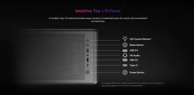 Кутия 1stPlayer PB8 A-RGB Black, Middle Tower, 1 x USB 3.0, 1 x USB 2.0, 1 x USB 3.1 Type-C, ATX, mATX, Mini-ITX