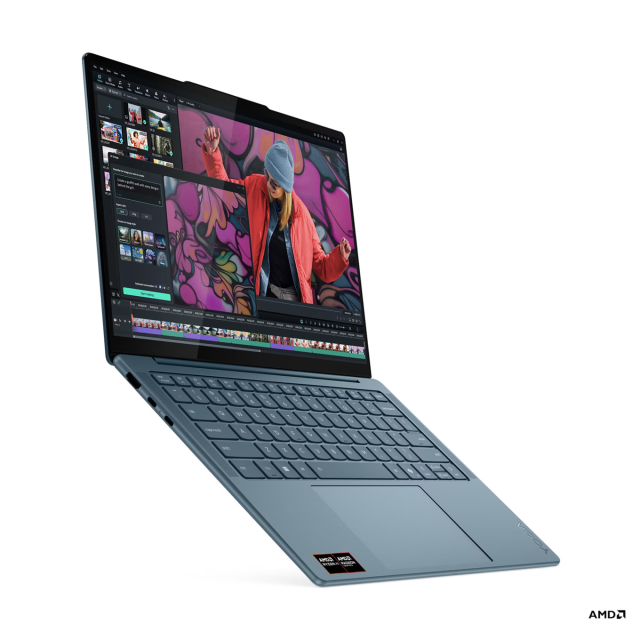 Лаптоп Lenovo Yoga Slim 7 14AKP10, AMD Ryzen AI 5 330 4C (3.4 / 4.5 GHz, 8MB Cache), 14.0" (35.56 cm) WUXGA OLED Glossy Display, Touchscreen, AMD Radeon 820M, 16GB LPDDR5X, 512GB M.2 NVMe SSD, No OS