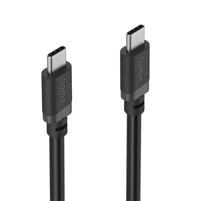 Кабел HAMA USB Type-C (м) към USB Type-C (м), 60W, 0.5 м, черен