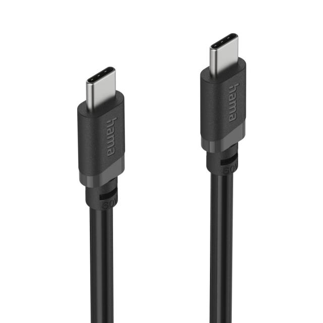 Кабел HAMA USB Type-C (м) към USB Type-C (м), 60W, 0.5 м, черен