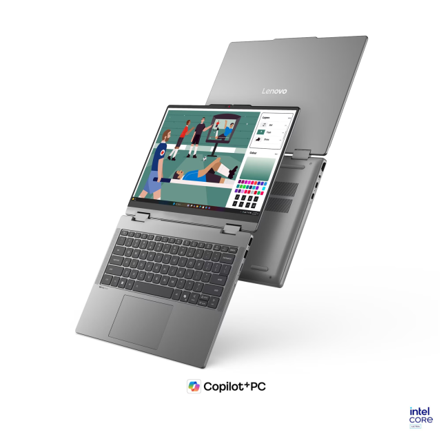 Лаптоп Lenovo IdeaPad 5 2-in-1 14IPH11, 14.0", Intel Core Ultra 7 355 8C (1.7 / 4.7 GHz, 12MB Cache), 14.0" (35.56 cm) WUXGA IPS Glossy Display, Touchscreen, Intel Graphics 4 Xe3, 32GB DDR5, 512 GB M.2 NVMe SSD, Windows 11 Home
