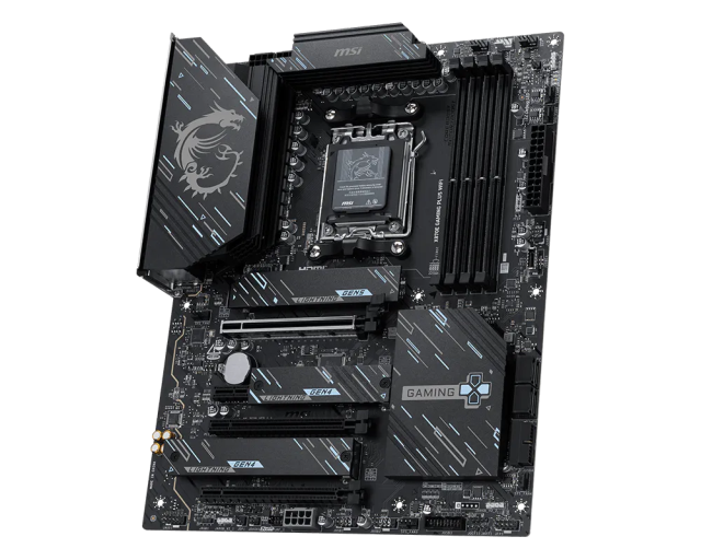 Дънна платка MSI X870E GAMING PLUS WIFI, AM5, 4x DDR5, 3x M.2, 4x SATA 6G, Wi-Fi 7+Bluetooth, 5G LAN, HDMI, ATX 