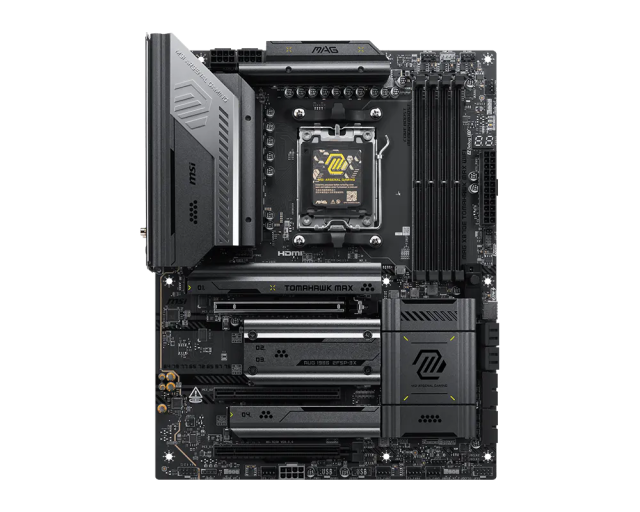Дънна платка MSI MAG X870E TOMAHAW MAX WIFI, AM5, 4x DDR5, 4x M.2 slots, 4x SATA 6Gb/s, Wi-Fi 7/Bluetooth, HDMI, ATX