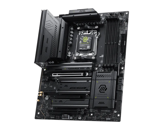 Дънна платка MSI MAG X870E TOMAHAW MAX WIFI, AM5, 4x DDR5, 4x M.2 slots, 4x SATA 6Gb/s, Wi-Fi 7/Bluetooth, HDMI, ATX