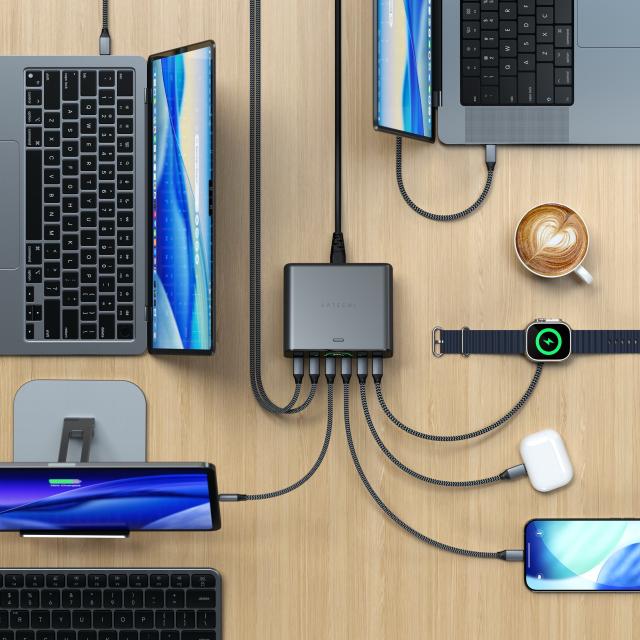 Зарядно устройство Satechi ChargeView 240W, 6x USB Type-C, Space Black
