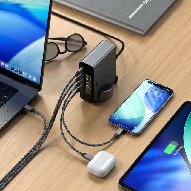 Зарядно устройство Satechi ChargeView 240W, 6x USB Type-C, Space Black