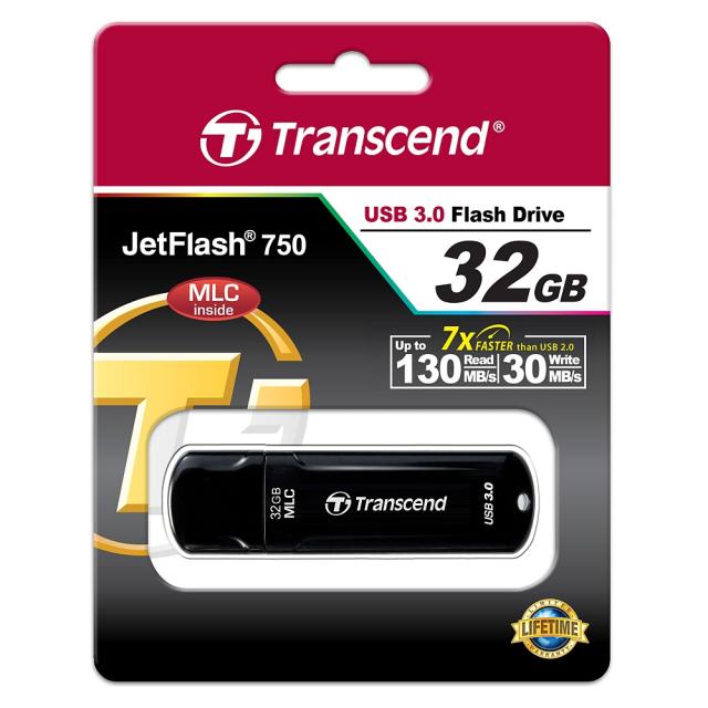 Памет Transcend 32GB JETFLASH 750, USB 3.0, black