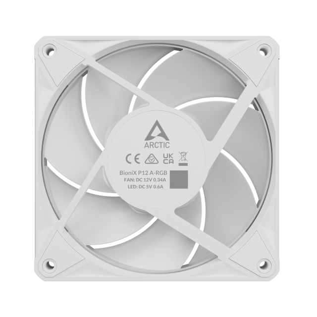 Комплект вентилатори ARCTIC BioniX P12 A-RGB PWM 120mm Daisy Chain - Бял