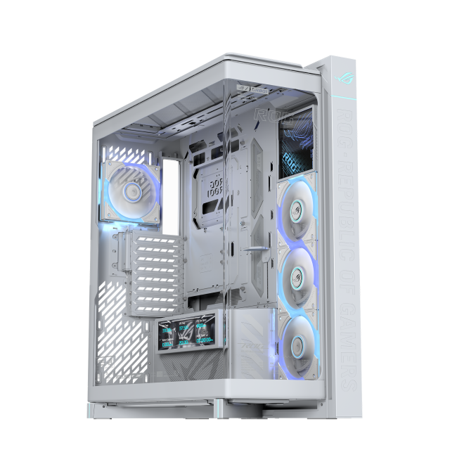 Кутия Asus ROG Cronox White, Middle Tower, 4x USB 3.2, 2x USB Type-C, LCD екранен, BTF/EATX/ATX/microATX/Mini-ITX