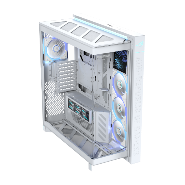 Кутия Asus ROG Cronox White, Middle Tower, 4x USB 3.2, 2x USB Type-C, LCD екранен, BTF/EATX/ATX/microATX/Mini-ITX