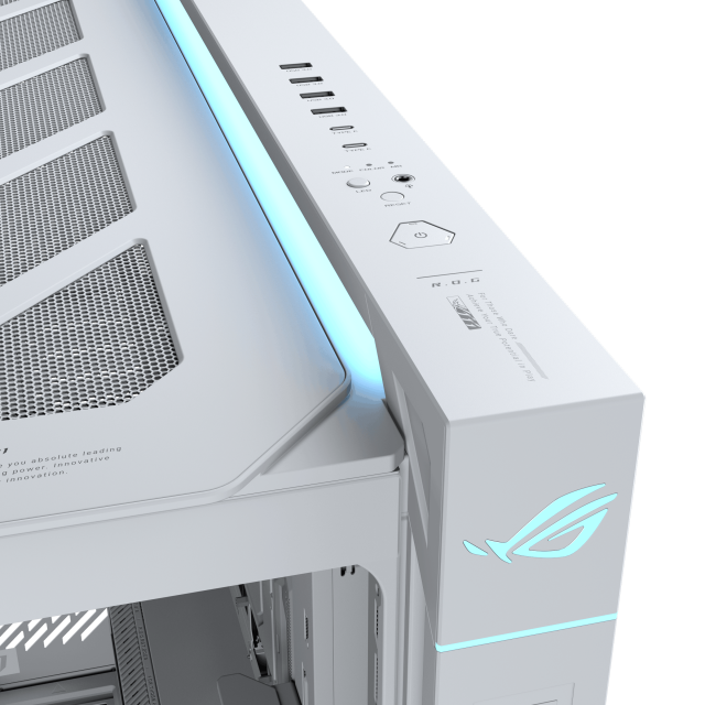 Кутия Asus ROG Cronox White, Middle Tower, 4x USB 3.2, 2x USB Type-C, LCD екранен, BTF/EATX/ATX/microATX/Mini-ITX