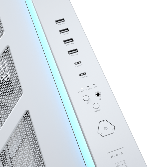 Кутия Asus ROG Cronox White, Middle Tower, 4x USB 3.2, 2x USB Type-C, LCD екранен, BTF/EATX/ATX/microATX/Mini-ITX
