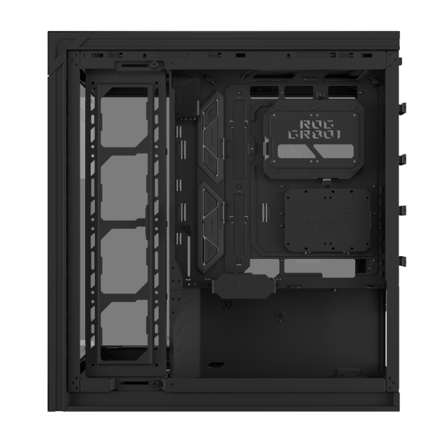 Кутия Asus ROG Cronox Black, Middle Tower, 4x USB 3.2, 2x USB Type-C, LCD екранен, BTF/EATX/ATX/microATX/Mini-ITX