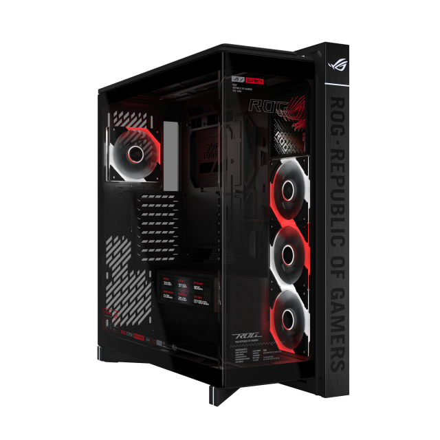 Кутия Asus ROG Cronox Black, Middle Tower, 4x USB 3.2, 2x USB Type-C, LCD екранен, BTF/EATX/ATX/microATX/Mini-ITX