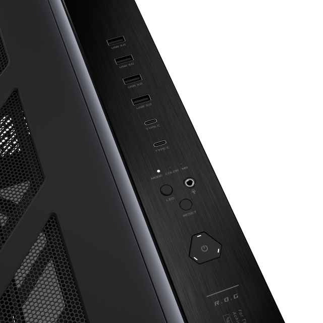 Кутия Asus ROG Cronox Black, Middle Tower, 4x USB 3.2, 2x USB Type-C, LCD екранен, BTF/EATX/ATX/microATX/Mini-ITX